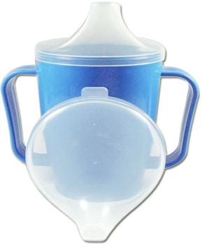 Trinkbecher-Set mit 2 Griffen und 2 Deckeln, blau
